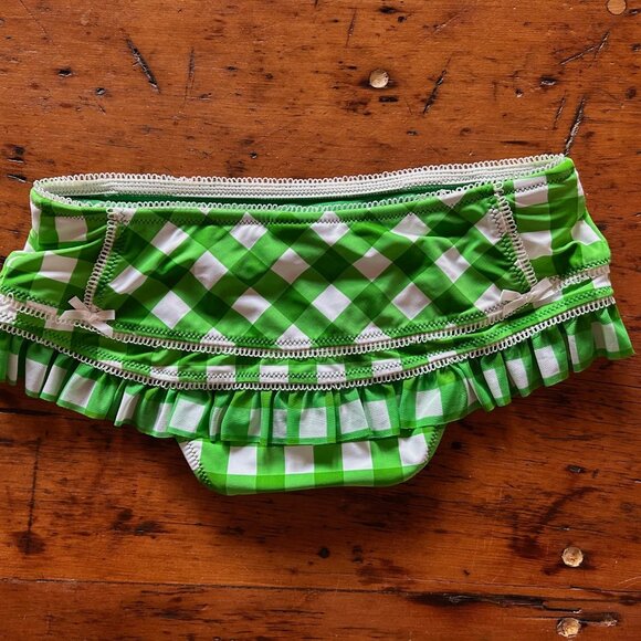 Vintage Y2K Betsey Johnson Green Gingham Skirted Bikini - Picture 6 of 10